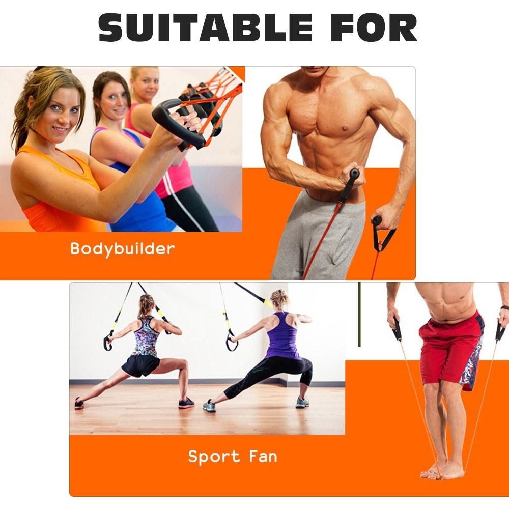 11pcs/Set Pull Rope Fitness Exercises Resistance Bands TPE Tubes Pedal Isolation Belt Set Tension Band Muscle Training for Home Gym