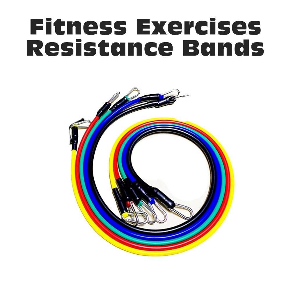 11pcs/Set Pull Rope Fitness Exercises Resistance Bands TPE Tubes Pedal Isolation Belt Set Tension Band Muscle Training for Home Gym