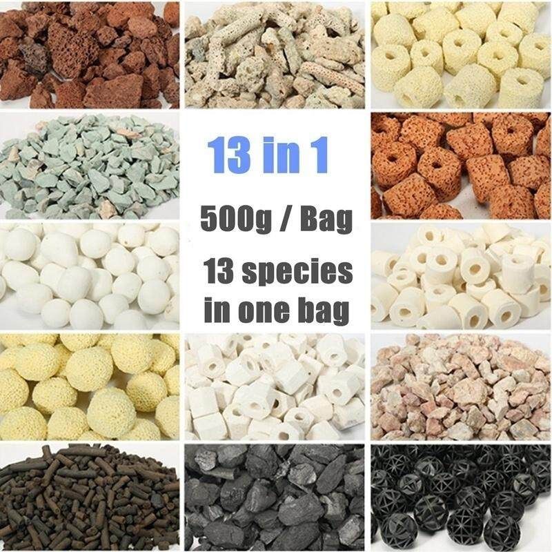 13 In 1 Fish Tank Aquarium Filter Media Ceramic Rings Bio Balls Filtration Tool