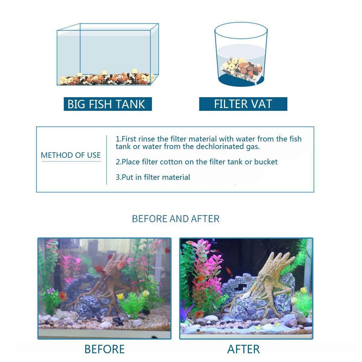 13 In 1 Fish Tank Aquarium Filter Media Ceramic Rings Bio Balls Filtration Tool