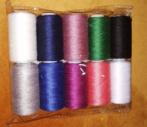10 Large Spools Of Polyester Thread, Exotic Colors- Ibeil
