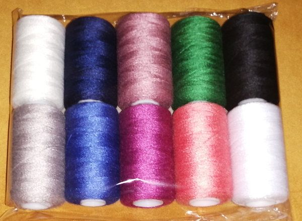 10 Large Spools Of Polyester Thread, Exotic Colors- Ibeil