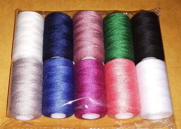 10 Large Spools Of Polyester Thread, Exotic Colors- Ibeil