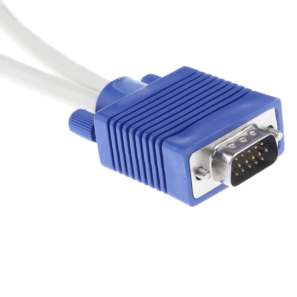 15Pin VGA 1 Male To Dual 2 VGA Female Monitor Y Adapter Splitter Video