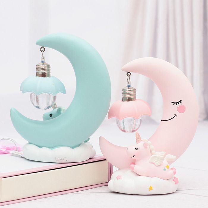 2022 Original Moon Resin Cartoon Romantic Bedroom Decor Night Lamp Baby Kids Birthday Xmas Gift