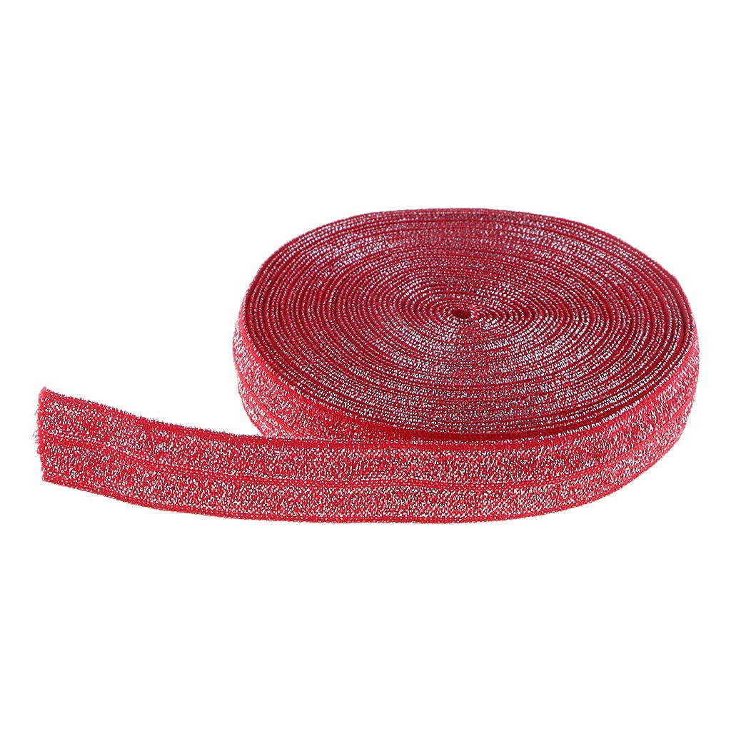 Glitter Flat Cotton Elastic For Waistbands Cuffs Tailoring & Red