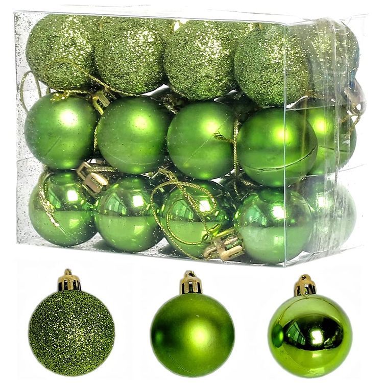 3 Boxes 3cm Home Christmas Tree Decor Ball Bauble Hanging Xmas Party Ornament Decorations(green)