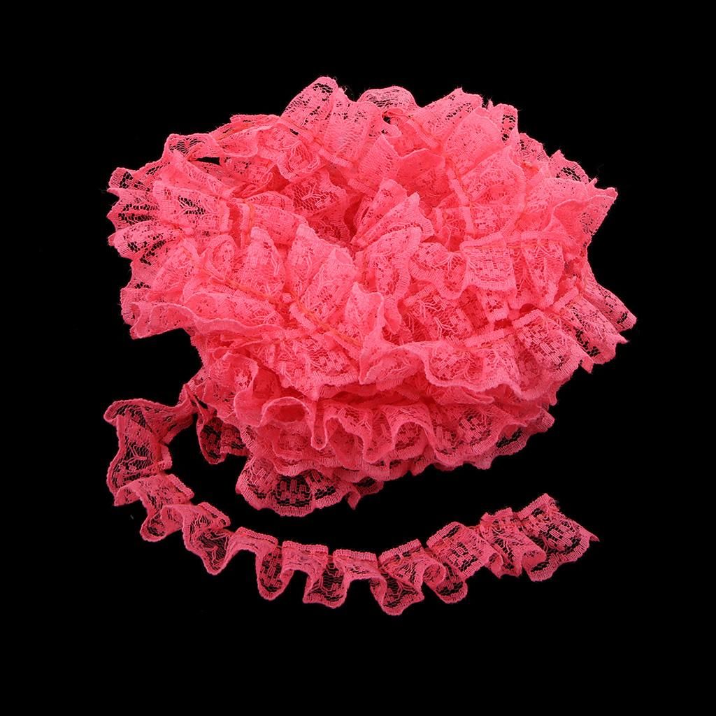 1 Roll Lace Trim Ribbon Fabric Floral Bridal/Wedding Dress Light Red
