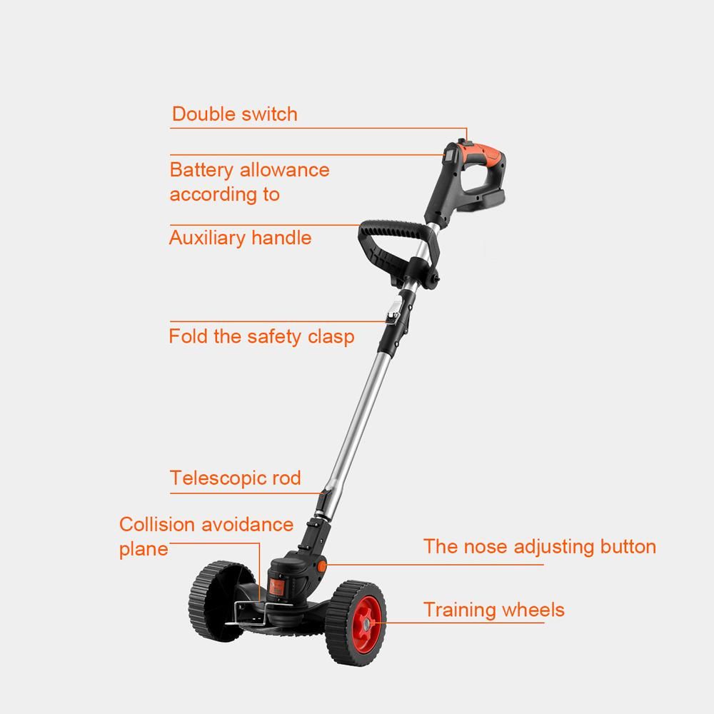 Household LED Digital Display Electric Lawn Mower Portable Cordless Grass Trimmer Home Garden Folding Trimming Pruning Machine