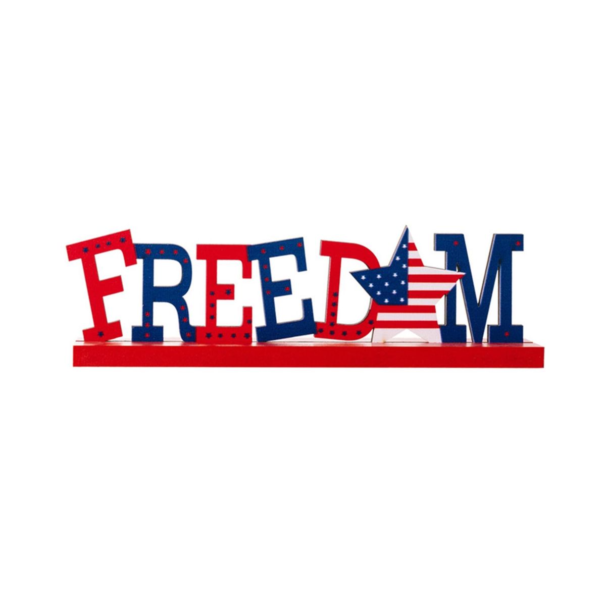 Wooden Ornament Independence Day Patriotic Table Wooden Sign Blue and Red