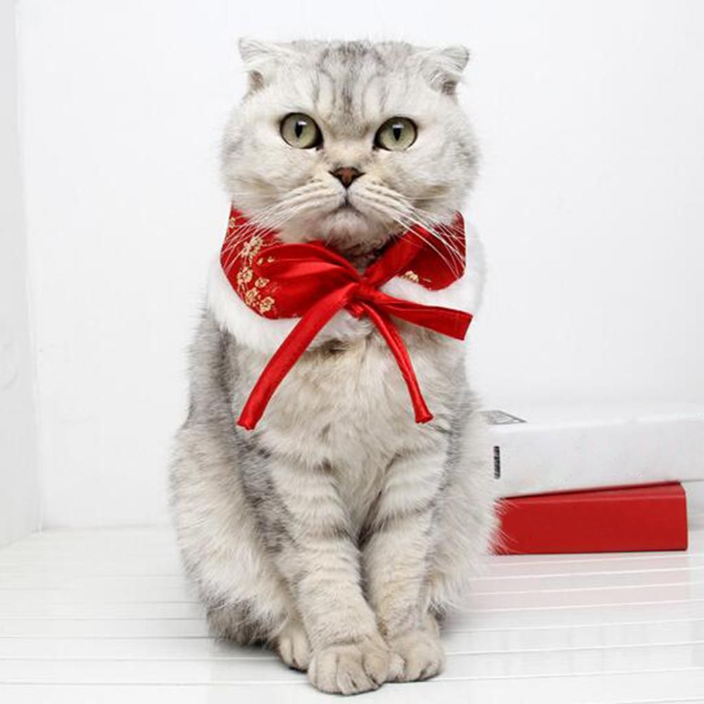 2x Pet Cloak Shawl Bow Tie Puppy Clothing Kitten Adjustable Red Yellow