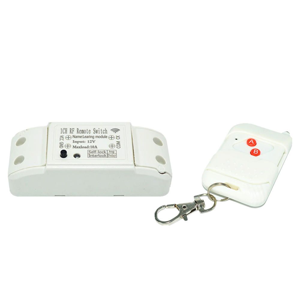 1CH 12V 433MHz Wireless RF Relay Switch Receiver 2-Button Remote