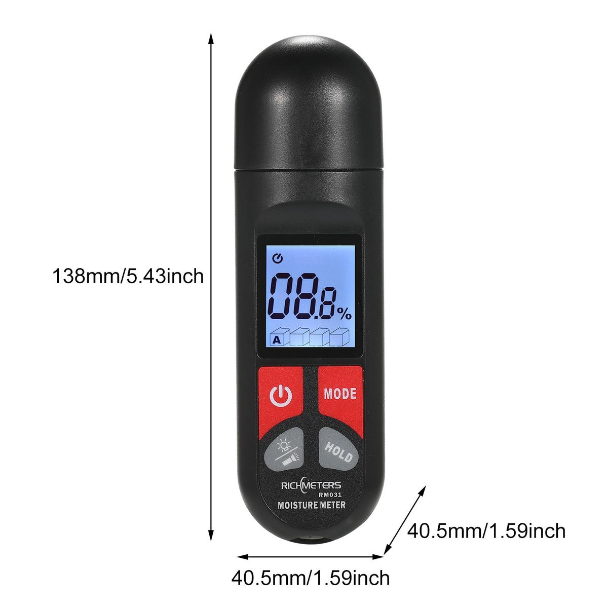 RICHMETERS RM031 Wood Moisture Tester Multifunctional Moisture Tester Dual-Needle Wood Humidity Tester