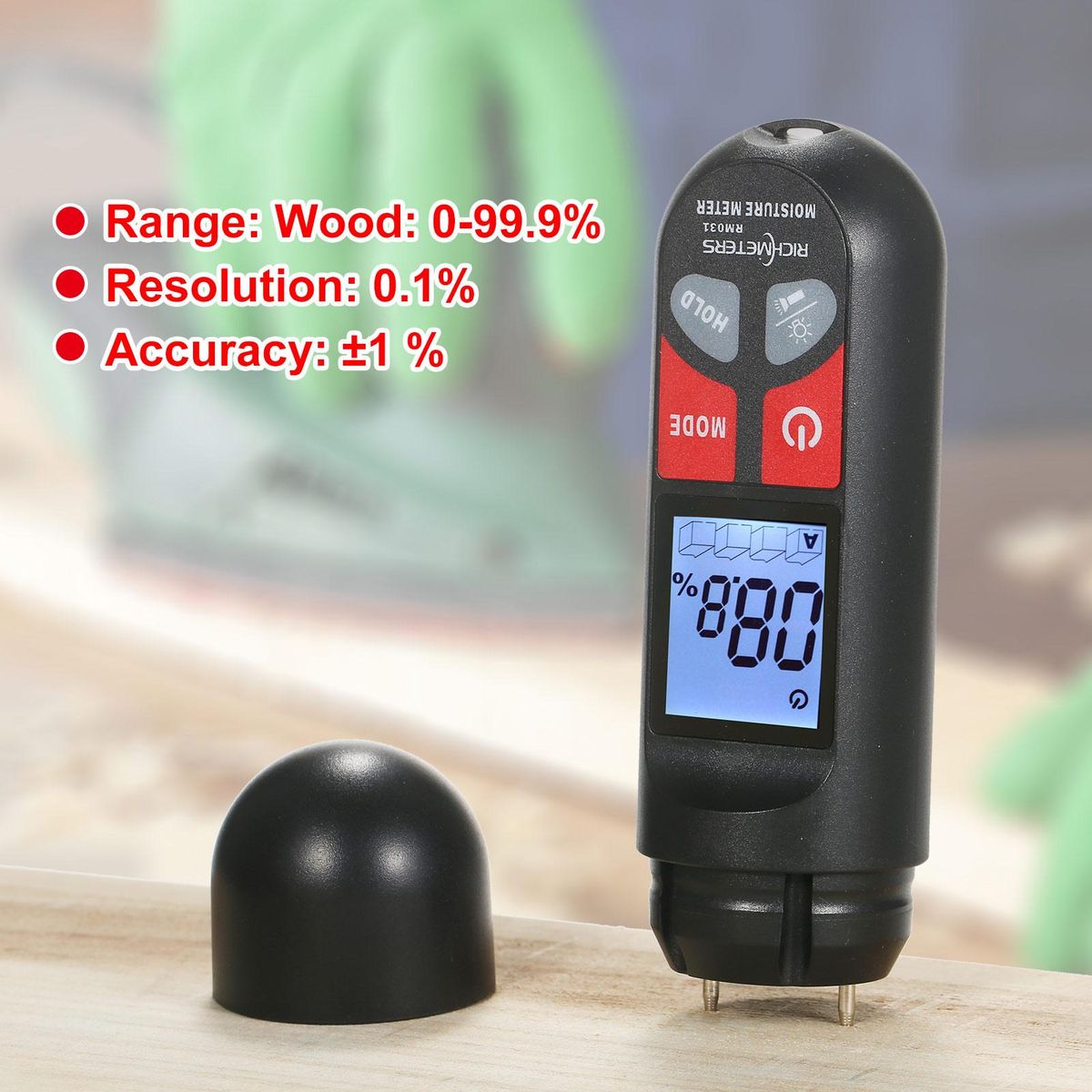 RICHMETERS RM031 Wood Moisture Tester Multifunctional Moisture Tester Dual-Needle Wood Humidity Tester