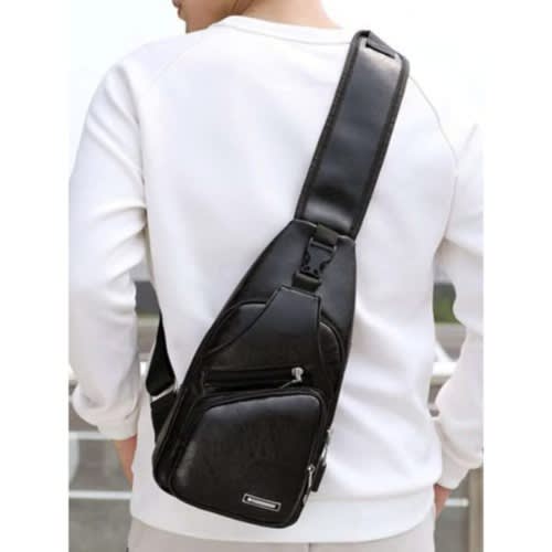 Unisex Cross Body Chest Bag With Usb Charging Port - 33cm × 16cm