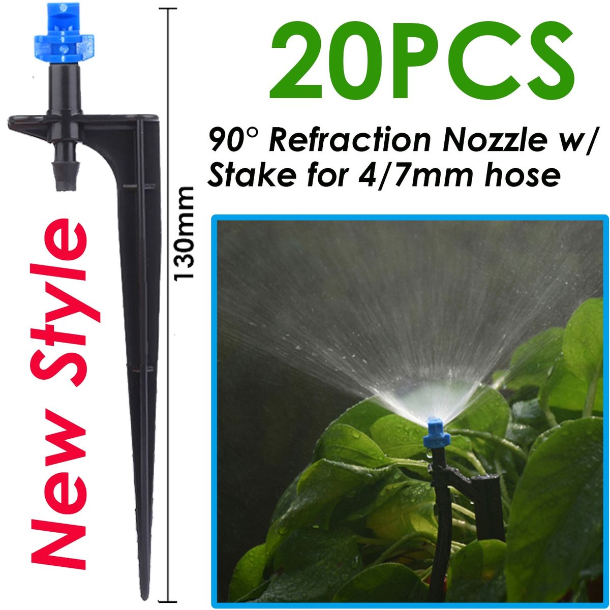 KESLA 20PCS 90/180/360 Degree Refraction Nozzle Sprinkler Head Thread Connection Garden Irrigation Mist Sprayer For Greenhouse NEW-90-20PCS