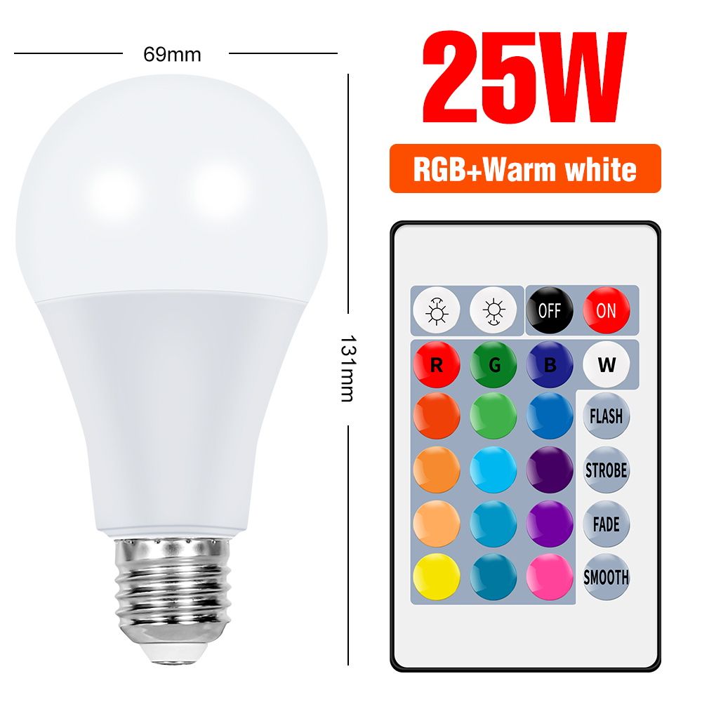 LED Neon Light E27 RGB Bulb With IR Control Smart Lamp 20W