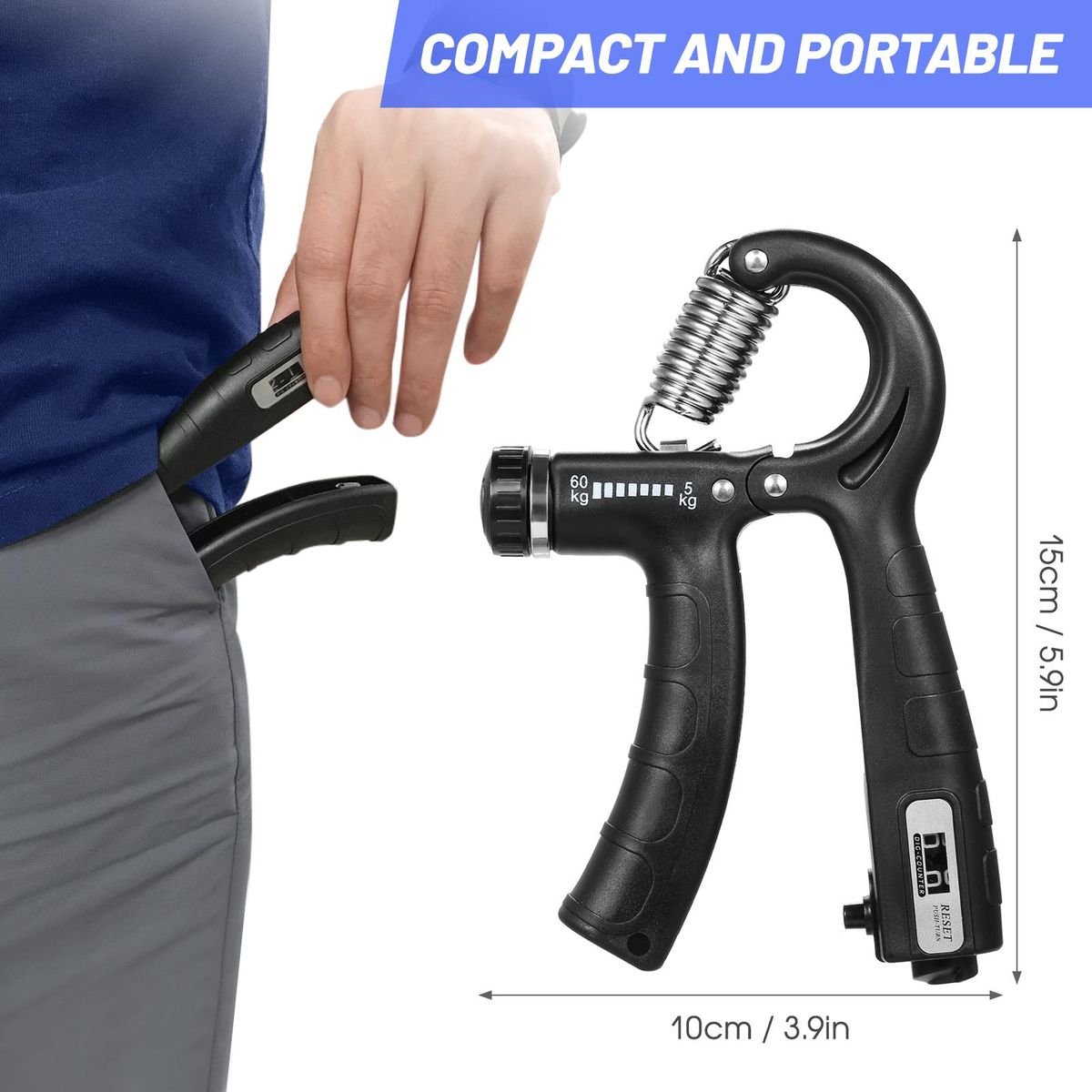 2pcs Hand Grip Strengthener with Counter 5-60kg Adjustable Resistance Fitness Hand Exerciser for   Muscle Building Wrist Training