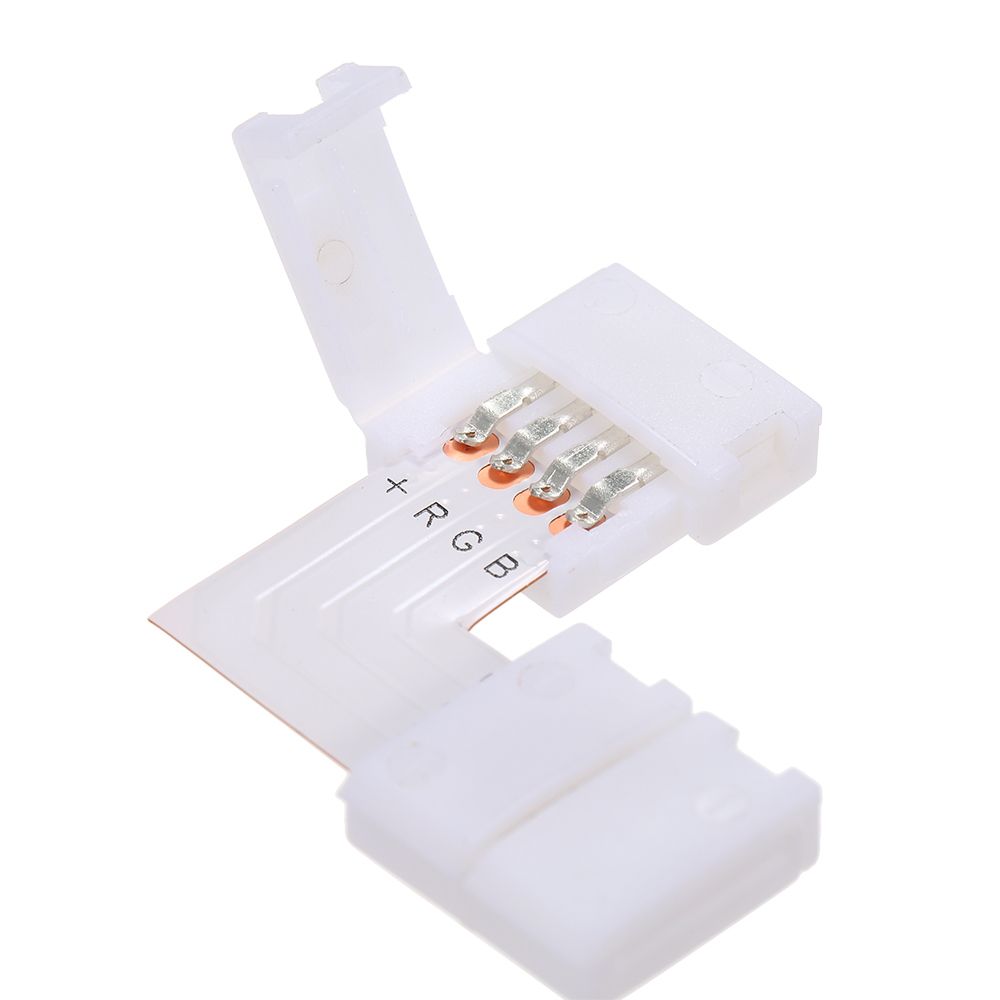10 Pack White L Shape 4 Pins RGB LED Strip Connector Quick