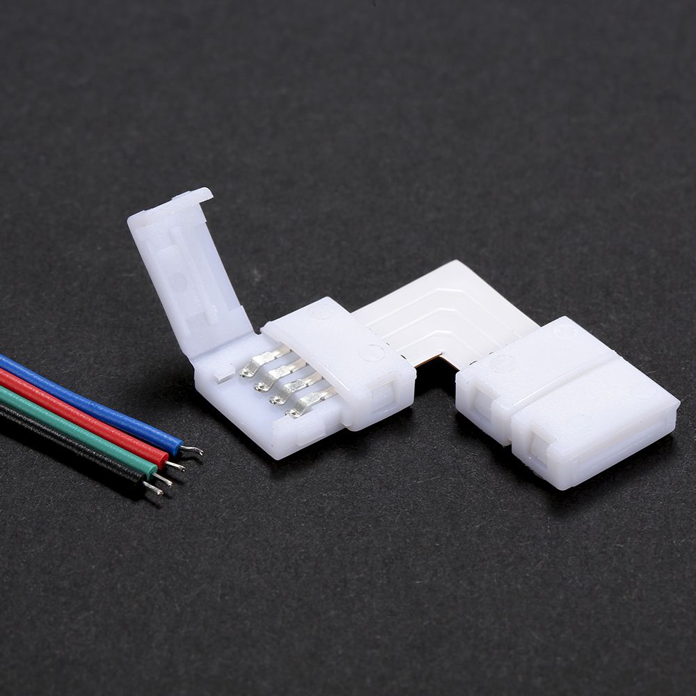 10 Pack White L Shape 4 Pins RGB LED Strip Connector Quick