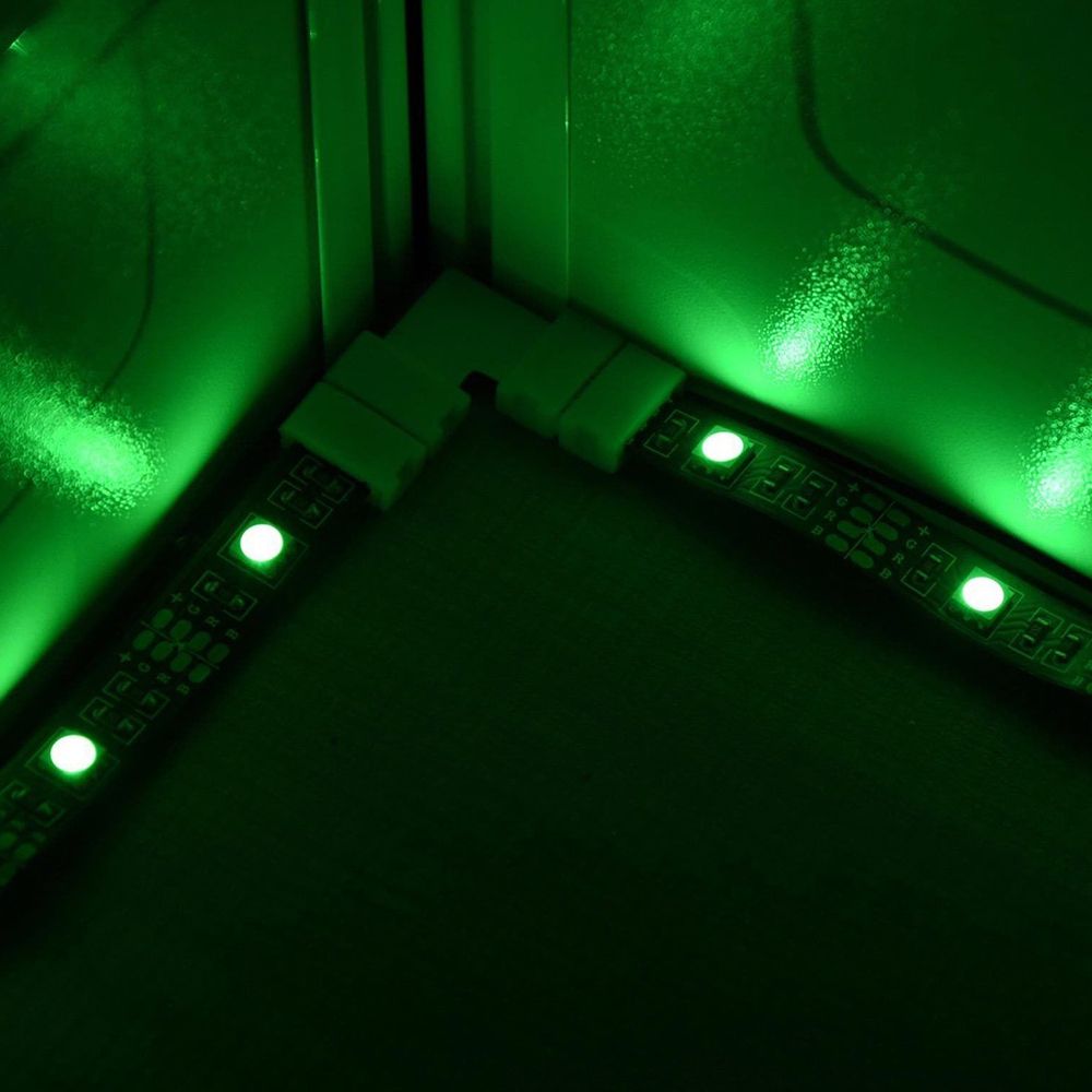10 Pack White L Shape 4 Pins RGB LED Strip Connector Quick