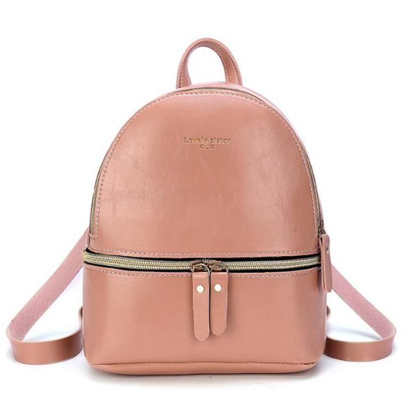 Pu Backpack Single Shoulder Diagonal Hand Bag Small Pink