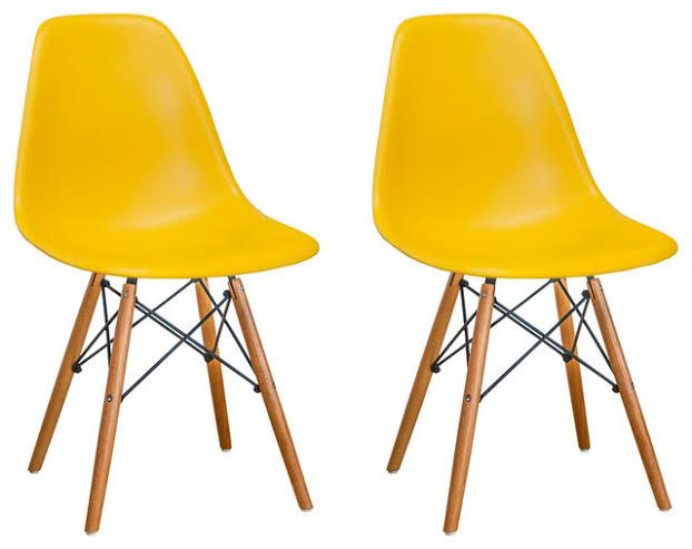 Restaurant Plastic Strong Chair Set Of 2 - Yellow