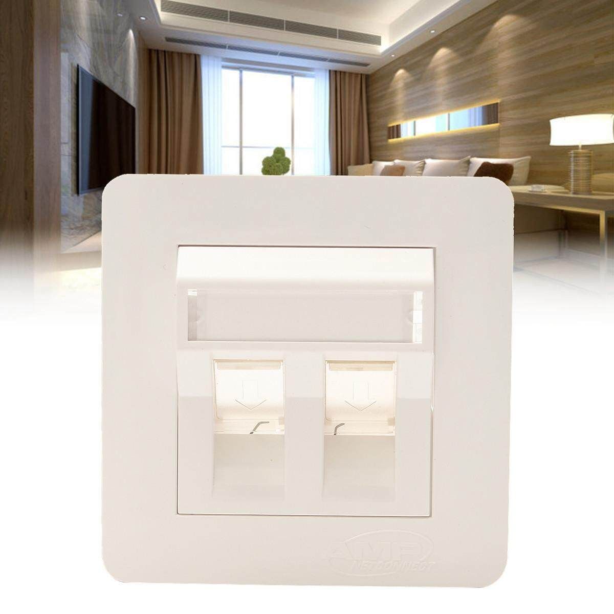 RJ45 2 Way FacePlate Double Ports CAT 6 IDC Wall Outlet Network LAN Socket Screw