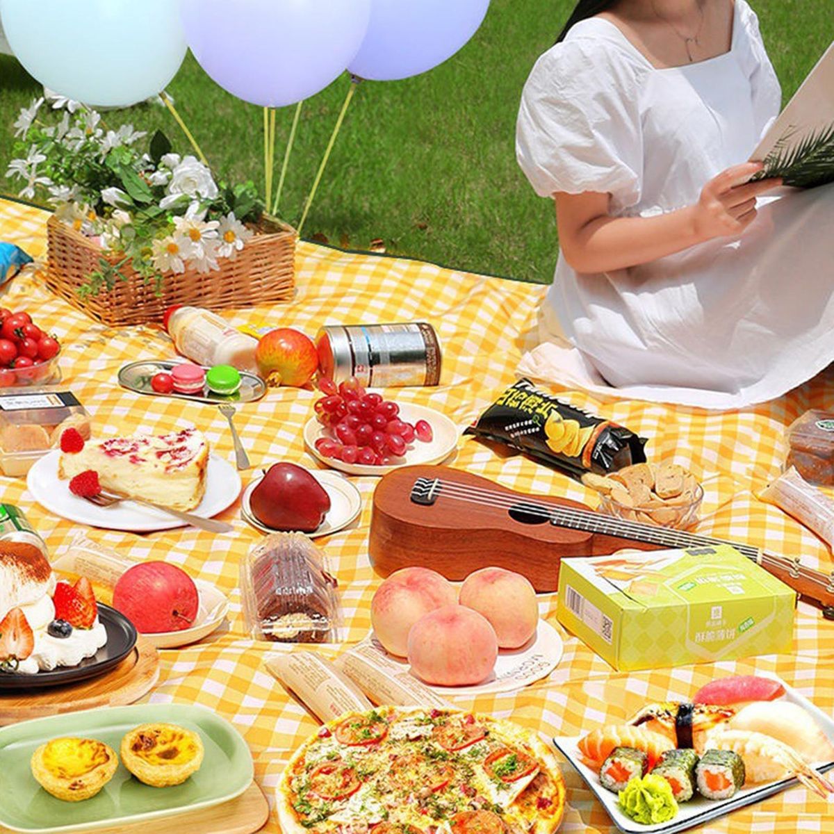 Beach Blanket Picnic Blanket Outdoor Camping Cloth Mat Yellow