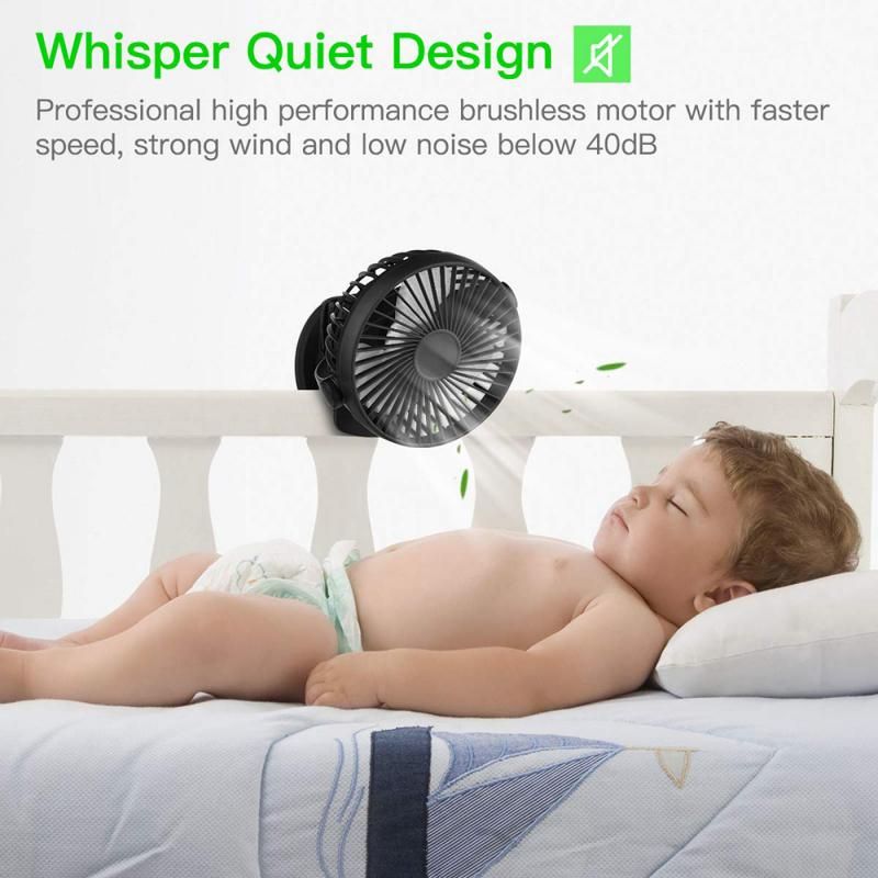 Baby Car Fan Rechargeable USB Mini Home Clip On Battery Stroller Desktop Office Portable Desk Fans Camping 360° Decorative
