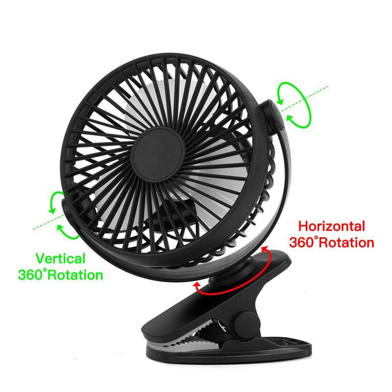 Baby Car Fan Rechargeable USB Mini Home Clip On Battery Stroller Desktop Office Portable Desk Fans Camping 360° Decorative