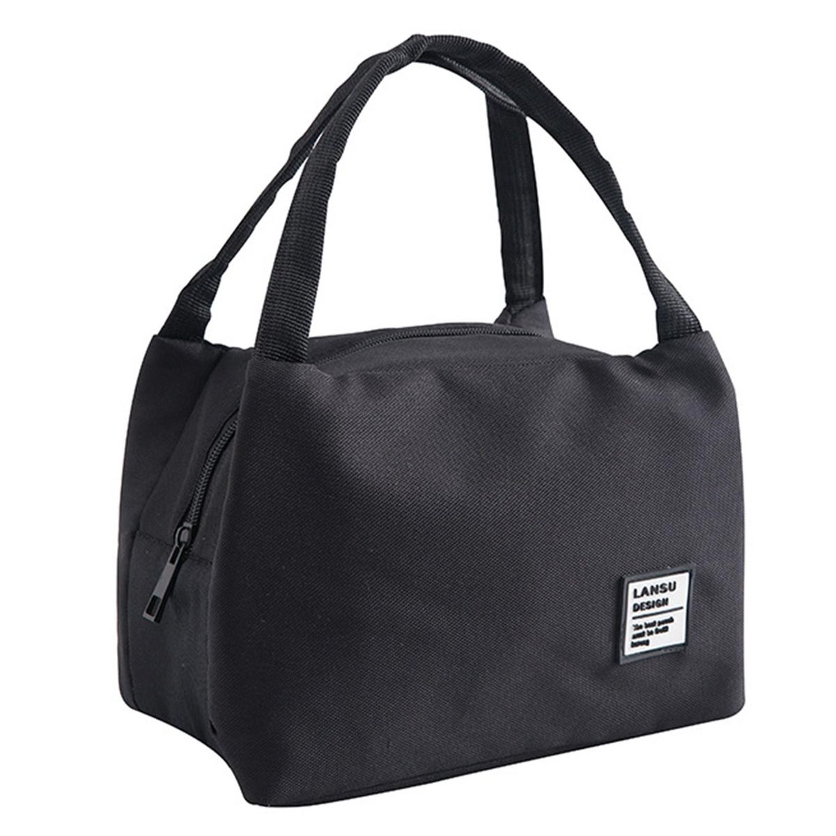 Lunch Box Bag Simple Thermal Insulation Lunch Box Tote Bag Black