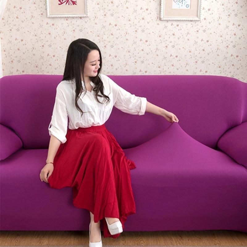 Fashion Pure Color Antiskid Stretch Sofa Cover Slipcover-Tan