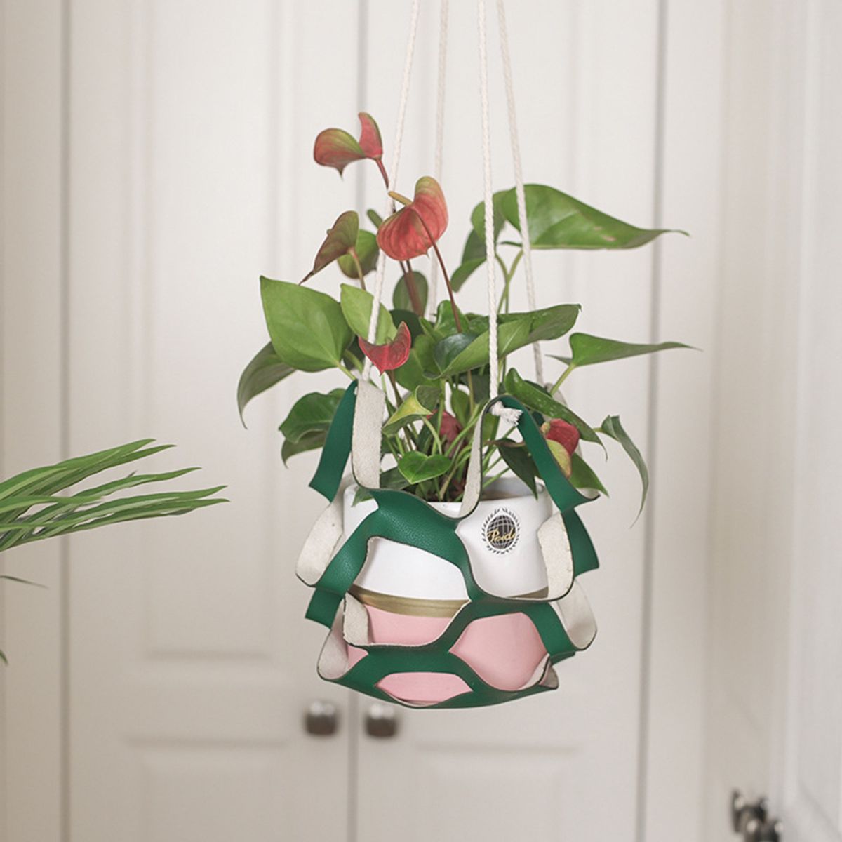 Hanging Basket Multifunctional Hollow Faux Leather-Brown