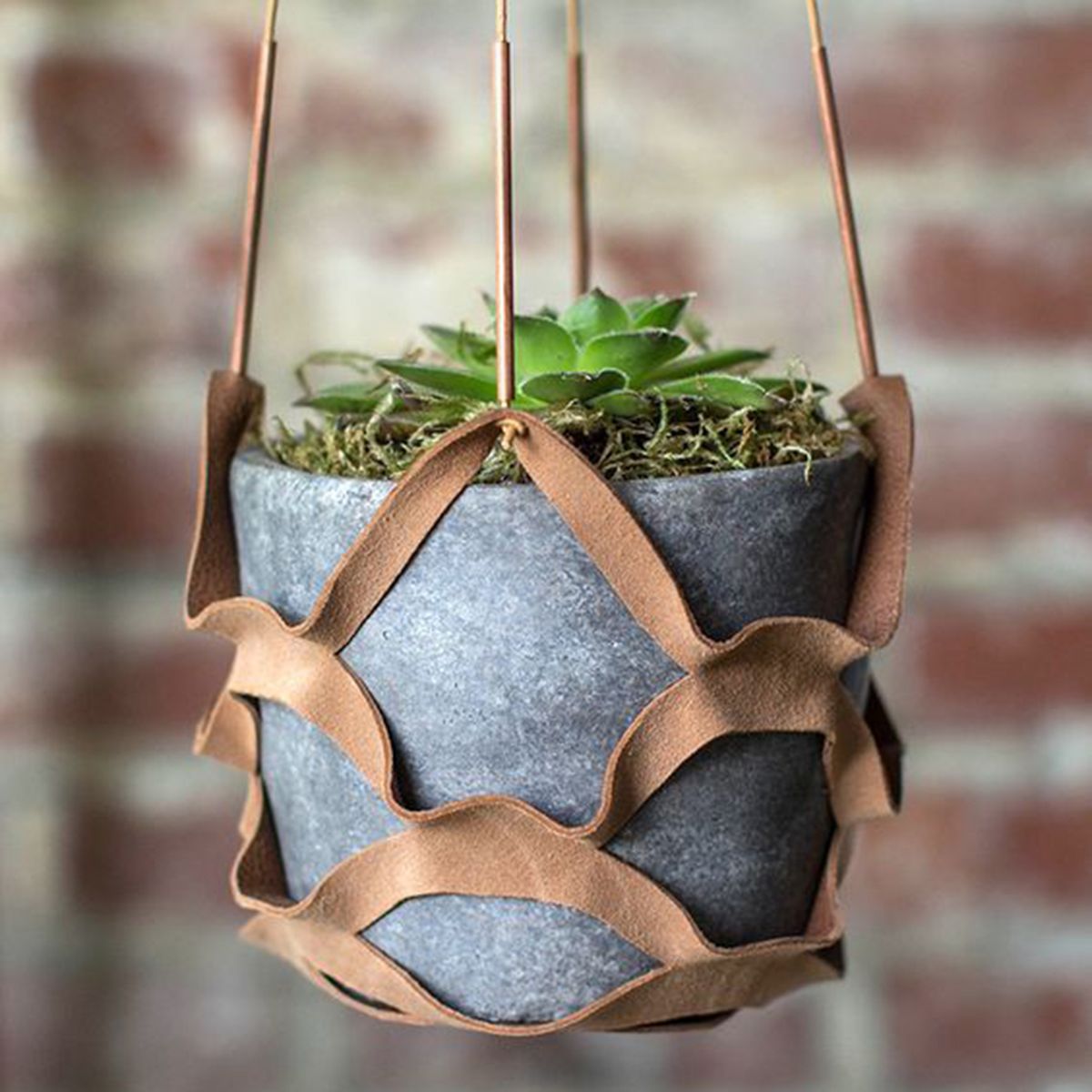 Hanging Basket Multifunctional Hollow Faux Leather-Brown