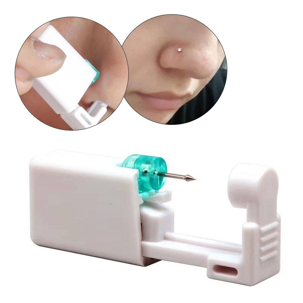 8Pcs Disposable Sterile Nose Piercing Kit Tool Safety Portable Self Nose Piercing Kit with Nose Stud