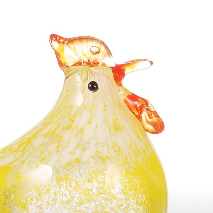Tooarts Small Chicken Glass Sculpture Home Decor Glass-