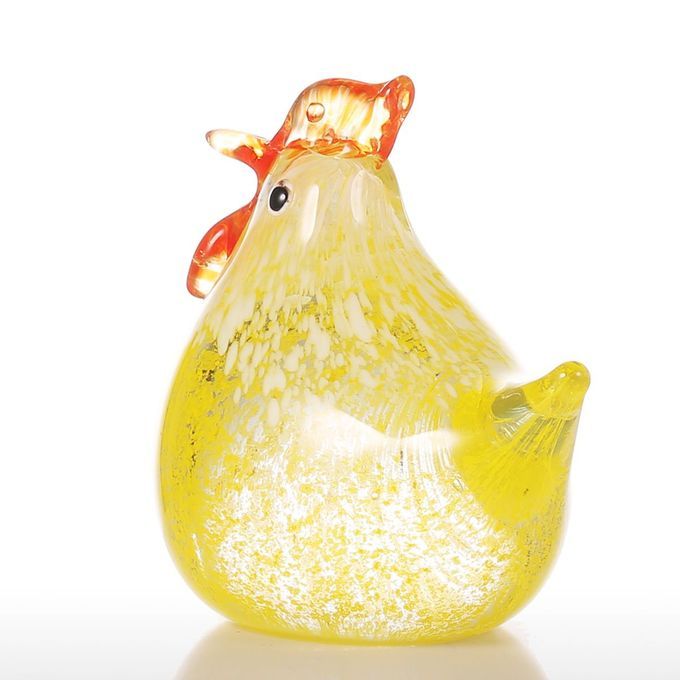 Tooarts Small Chicken Glass Sculpture Home Decor Glass-