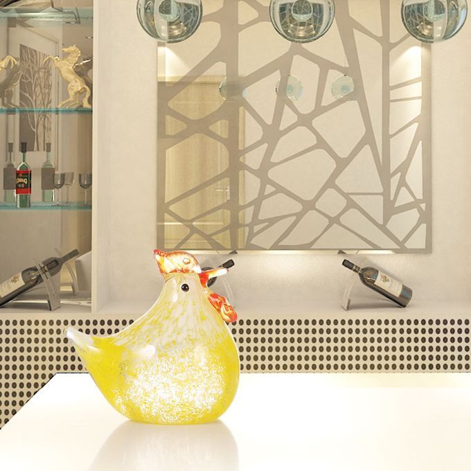 Tooarts Small Chicken Glass Sculpture Home Decor Glass-