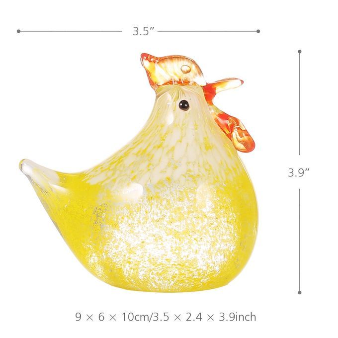 Tooarts Small Chicken Glass Sculpture Home Decor Glass-