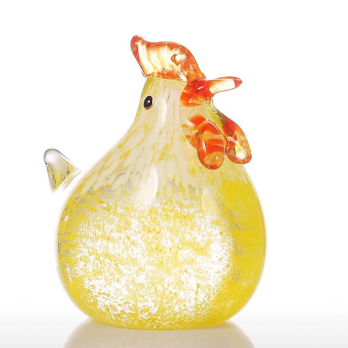 Tooarts Small Chicken Glass Sculpture Home Decor Glass-