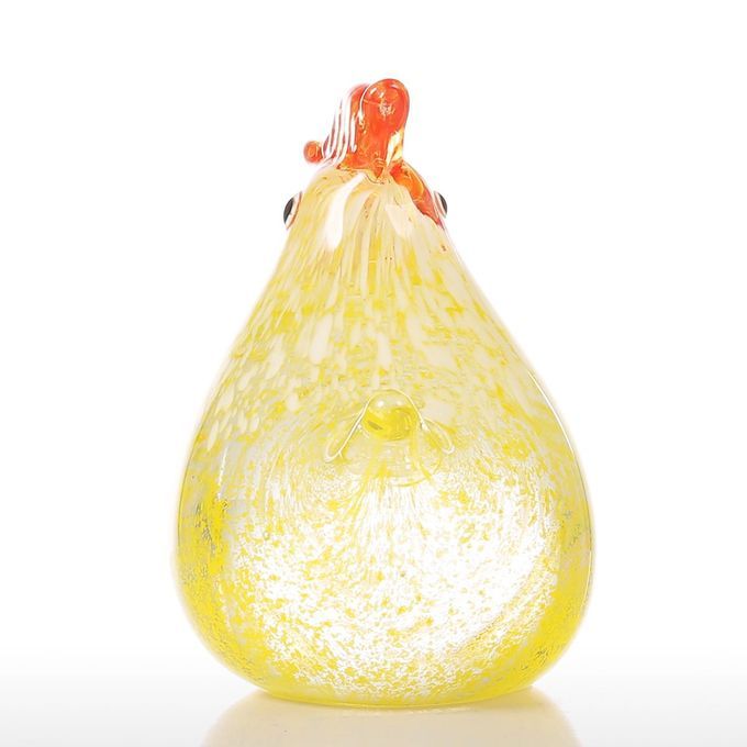 Tooarts Small Chicken Glass Sculpture Home Decor Glass-