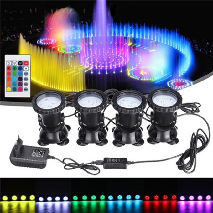 Waterproof   Aquarium Light Fountain Submersible Pool Light Spotlight-black-EU