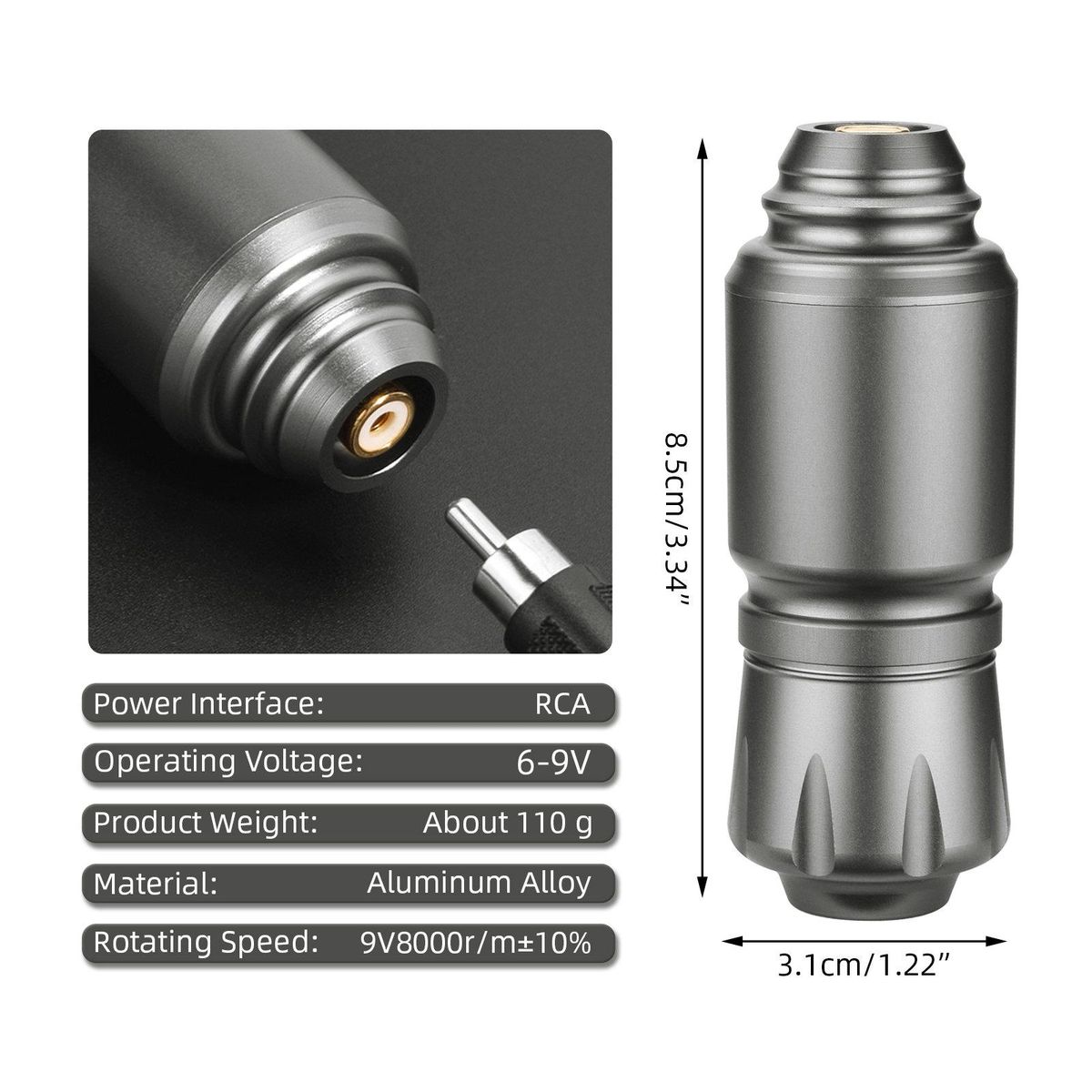 ATOMUS Aluminum Alloy Rotary Tattoo Pen Tattoo Machine Shader Liner Motor Power Cord Kit for Artists Tattoo Supply