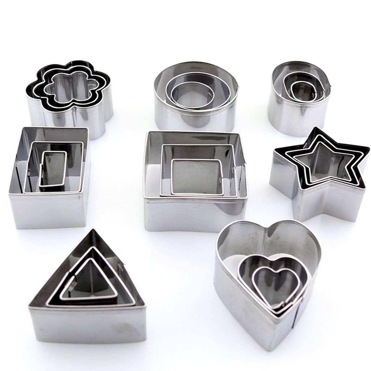24PCS Cookie Cutters Set With Stainless Steel Box Polygon