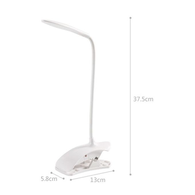 Daylight White LED Flexible USB Reading Light Clip-on Beside Bed Table Desk Lamp