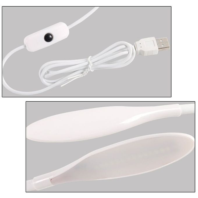 Daylight White LED Flexible USB Reading Light Clip-on Beside Bed Table Desk Lamp