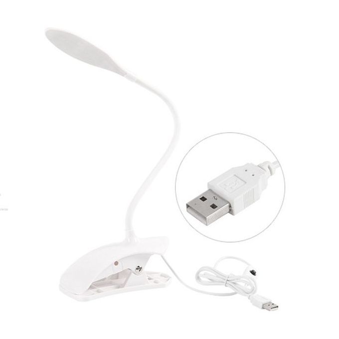 Daylight White LED Flexible USB Reading Light Clip-on Beside Bed Table Desk Lamp