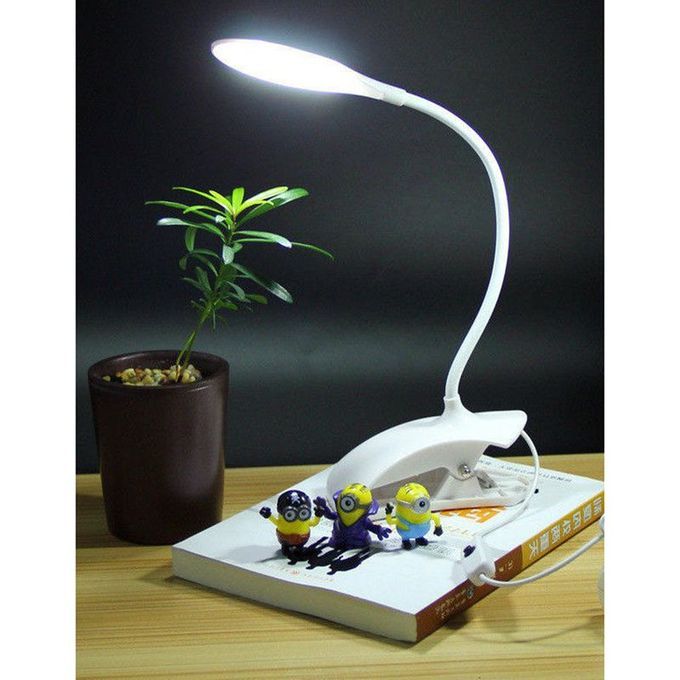 Daylight White LED Flexible USB Reading Light Clip-on Beside Bed Table Desk Lamp