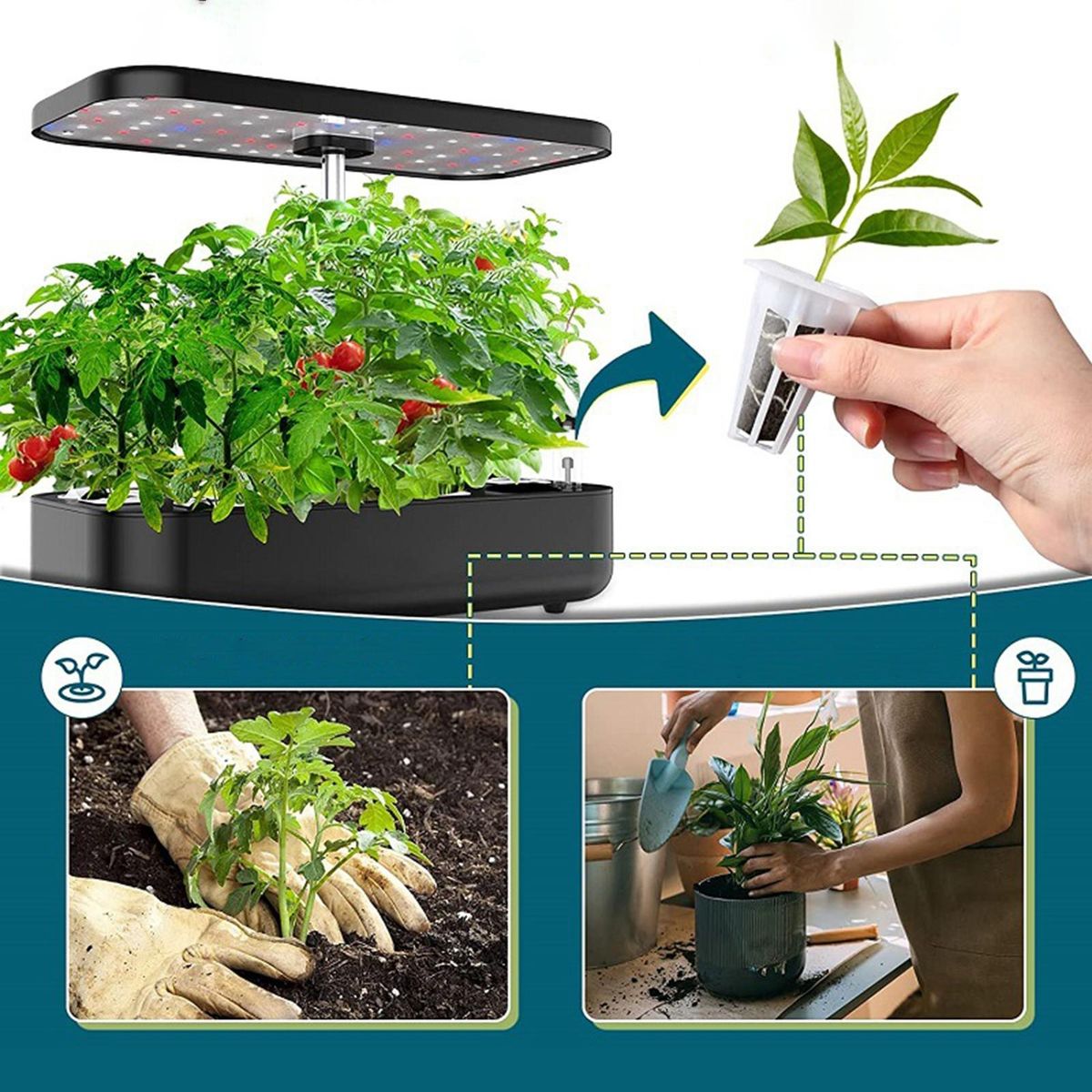 Hydroponic Herb Growing Kit 121pcs Set with Sponge Lid Tweezer Tools White